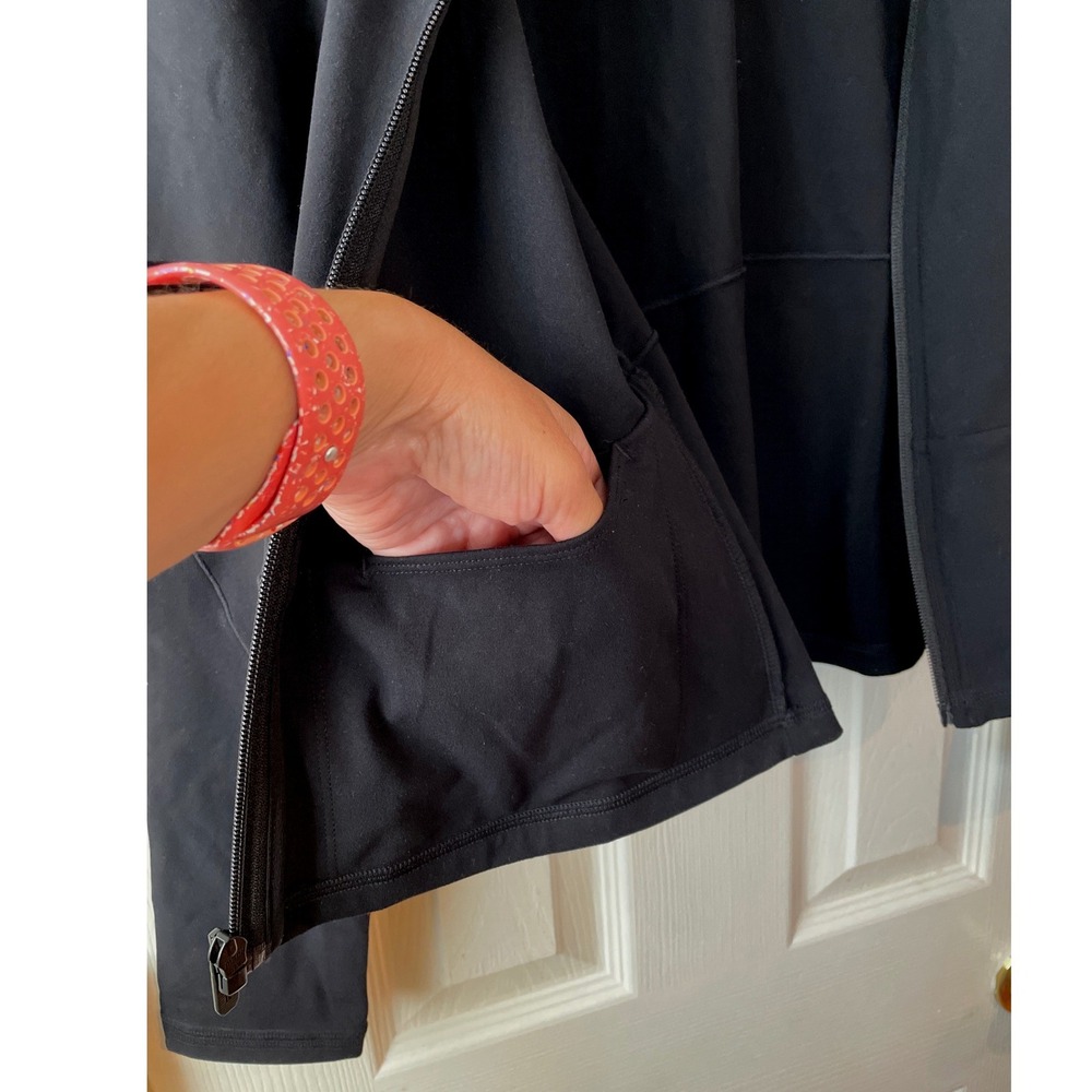 FLX Full Zip Jacket Women's Medium Black Stretch Travel Leisure Mock Neck New - Picture 8 of 12